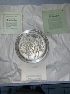 THE SKATING PARTY BY VINCENT MILLER 1977 FRANKLIN MINT SILVER PLATED W/COA - Picture 1 of 12