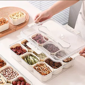 Spice Storage Box - 9 Compartments, Divided Tray with Lid, Food Grade - Picture 1 of 21
