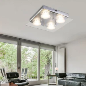 Lampada A Soffitto LED Alluminio Soggiorno Illuminazione Vetro Argento Chiaro - Foto 1 di 8