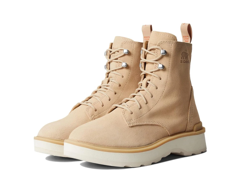 SOREL Hi-Line Lace-Up Mid-Shaft Lug-Sole Booties - US Size 8 -Ceramic- #885