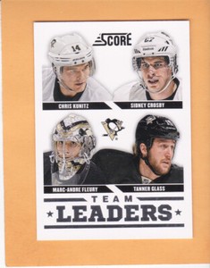 SIDNEY CROSBY #573 2013 14 SCORE KUNITZ FLEURY GLASS TEAM LEADERS PENGUINS NM-MT