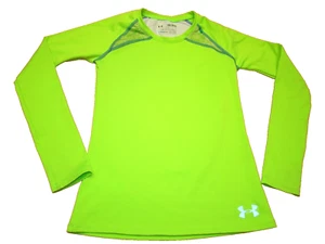 Under Armour Girls Size YMD Cold Gear Fitted Neon Green Long Sleeve Shirt - Picture 1 of 7