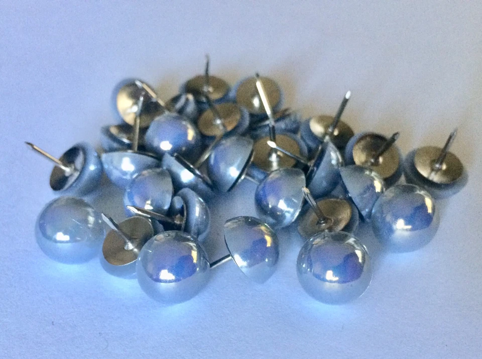 60 Pearlized Thumb Tacks Push Pin Office School Home Cork Board 12mm Gray/Silver - Image 1 of 4