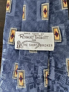 Robert Talbott 100% Silk Tie Blue Geometric Design Made In USA - Picture 1 of 7