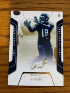 Tarjeta de fútbol americano Flair 2003 #128 Justin Gage Future Fame novato/500 - Imagen 1 de 2