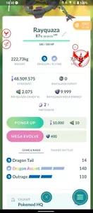 Pokemon Trade GO -- habilidad de acento de dragón + 3 movimientos - Rayquaza brillante 2020 nivel 40 - Imagen 1 de 2
