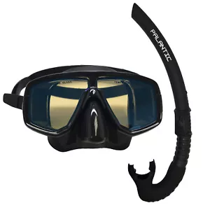 Scuba Choice Dive Mask With Blue Mirror Coated Lense + Black Snorkel Combo - Picture 1 of 2
