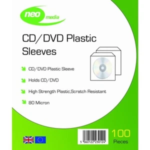 300er Pack Neo Media CD DVD Hüllen Kunststoff Geldbörsen 80 Mikron hohe Qualität - Bild 1 von 3