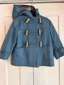 Forever Classic Boys Wool Pea Coat With Toggle Buttons Plaid Lining Size 4 - Picture 1 of 9