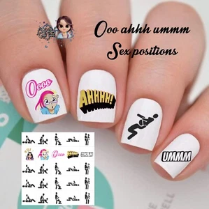 Juego de 50 calcomanías de uñas Oooh Ahhh Ummm posiciones sexuales tobogán acuático - Imagen 1 de 6