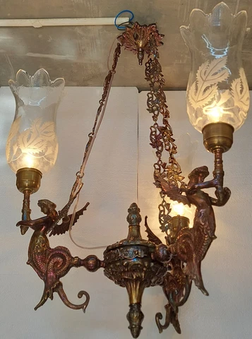 VINTAGE ART DECO NOUVEAU MERMAID HANGING CEILING FIXTURE LIGHT CHANDELIER LAMP Cover