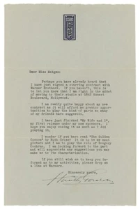 HUNTLEY GORDON signed 1925 TLS letter ACTOR - Picture 1 of 2