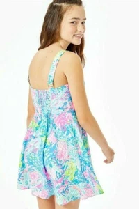 $118 NEW Lilly Pulitzer GIRLS DAFFODIL DRESS Fished My Wish Pink Blue 10 12 - Picture 1 of 14