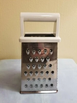 "Good Cook" Stainless Steel 4 Sided, GraterGUC Shred, Slice, Grate, White Handle - Image 1 of 4