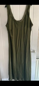 New Asos Design Summer Olive Bias Slip Midi Dress 28 - Picture 1 of 5