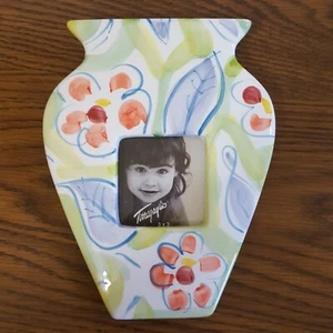 VTG Terragraphics Vase Shaped Picture Frame 3x3" Flower New Hand Painted 1997 - Picture 1 of 7