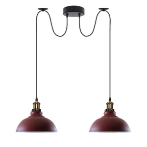 Ceiling Pendant Light Metal Burgundy 29cm Vintage 2 Way Industrial Style E27 - Picture 1 of 6
