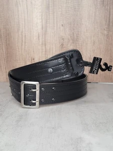 D&K 2,25" Ledergürtel mit Chrom BKL schwarz Gr. 36 8001-CH-36 hergestellt in den USA! NOB - Bild 1 von 7
