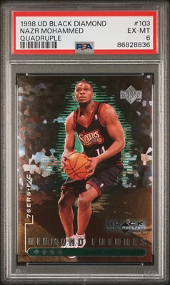 1998-99 Upper Deck Black Diamond Quadruple NAZR MOHAMMED #103 RC Quad #/50 PSA 6 - Image 1 of 2