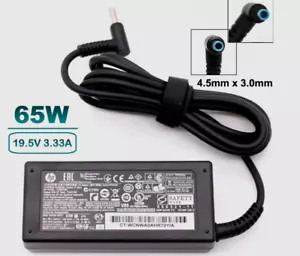 Genuine HP Blue Tip Pin 19.5V 3.33A 65W Laptop Charger AC Power Adapter Original - Picture 1 of 3