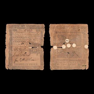 1772 18d Eighteen Pence Colonial Currency Note Pennsylvania PA, PA155, F+ - Picture 1 of 3