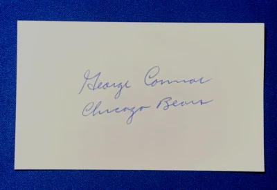 GEORGE CONNER HOF SIGNED 3x5 INDEX CARD CHICAGO BEARS PSA DNA - Image 1 of 3