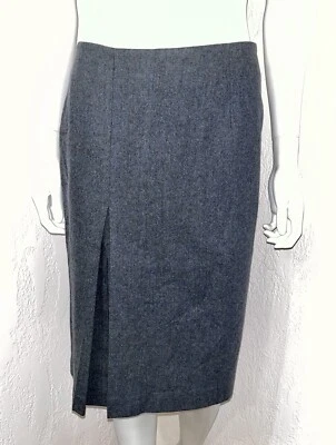 Falda Lápiz Calypso St. Barth Christiane Celle Gris Lana Abertura Lateral Plisada Talla XS Foto 1 de 4