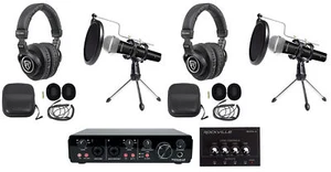 Rockville R-TRACK 2-Person Podcast Kit-Dynamic Mics+Stands+Filters+Headphones - Picture 1 of 12