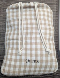 Quince 100% European Linen Gingham 3PC Duvet Cover Set Cafe K/Cal King - Picture 1 of 7
