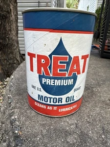 Vintage TREAT Premium Motor Oil Unopened Quart Roscoe Merchandising Co  - Picture 1 of 4