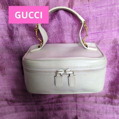 Bolsa de tocador de cuero GUCCI Horsebit blanca, compacta, auténtica, accesorio de bolsa Foto 1 de 4