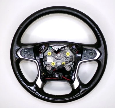 GMC 14-19 15-19 Sierra Chevrolet Silverado Black Leather Steering Wheel *damaged Foto 1 de 4