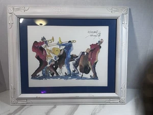 Vintage Framed LEO MEIERSDORFF New Orleans Jazz Quartet Watercolor Art Print - Picture 1 of 8