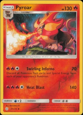 Pokemon - Pyroar #37/236 - SM - Cosmic Eclipse Reverse Holo - Image 1 of 2