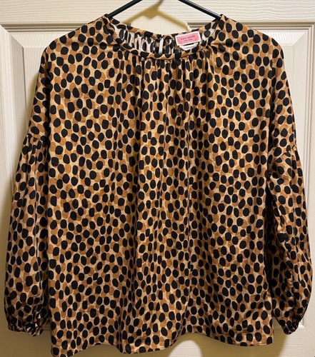 Camicetta GRANDE Kate Spade "Dotty Leopard Around Town" top stampa animalier usata in ottime condizioni