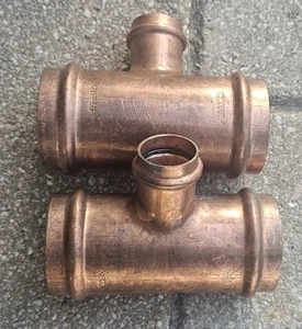 (Lot Of 2) 2"x2"x1" Propress Copper Tee - Picture 1 of 3