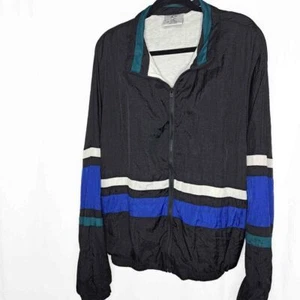 Avait Windbreaker Jacke Herren XXL schwarz blau weiß Colorblock 80er Retro Vintage - Bild 1 von 10