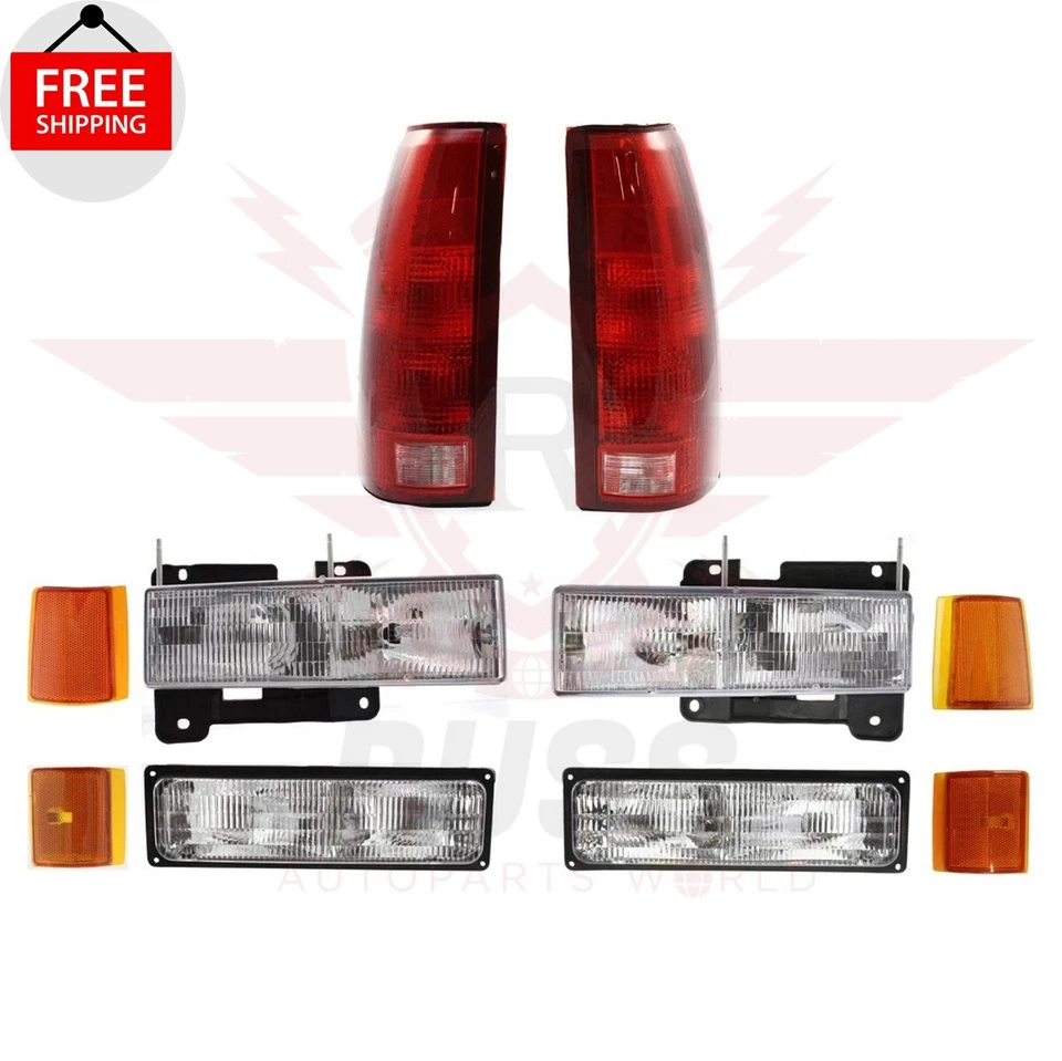 New Front Headlight Kit with Tail Light set of 10PC For 1994-2000 GMC C/K Series Foto 1 de 4