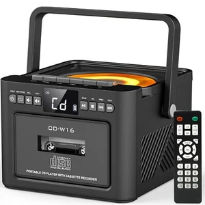 CD Player Tragbar Boombox Kassettenspieler mit UKW Radio Bluetooth 5.1 5000mA... - Bild 1 von 7