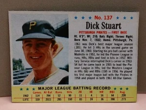 1963 Post #137 Dick Stuart Pittsburgh Pirates - Imagen 1 de 2