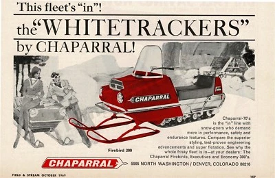 1969 CHAPARRAL Firebird 399 Red Snowmobile art winter sports Vintage Print Ad  - Image 1 of 3