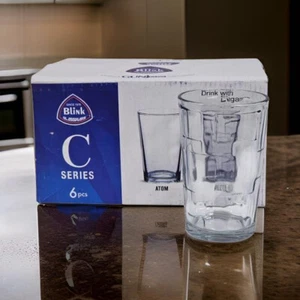 6 x 280ml Drinking Glasses Clear Glass Puzzle Tumblers Tableware Water Juice - Picture 1 of 2