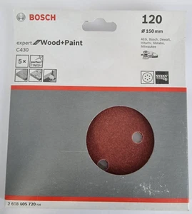 BOSCH Schleifpapier  Set 5 Stück 150mm K120 2608605720 für Exzenterschleifer 6L - Bild 1 von 1