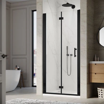 SUNNY SHOWER 32" W X 72" H doble pliegue pivote puerta pantalla panel negro  Foto 1 de 4