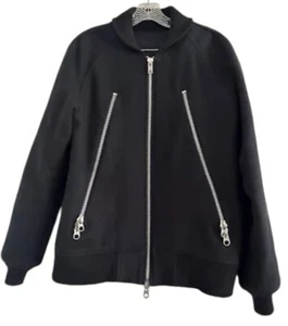 MONITALY (Made in USA) Herren schwarz Wolle H-förmiger Reißverschluss Blouson Jacke-MED/LARGE - Bild 1 von 11