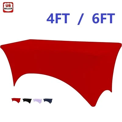 2PCS Spandex Fitted Tablecloth Rectangular Stretch Table Cover for Wedding Party - Image 1 of 4