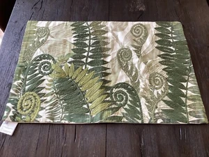 Pottery Barn Embroidered Fern Lumbar Pillow Cover Green Multi 20x30 NWOT - Picture 1 of 5