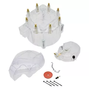 V8 Chevy GM Clear HEI Large Distributor Cap Rotor Kit SBC BBC 327 350 396 454 - Picture 1 of 6