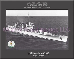 USS Honolulu CL 48 Personalized Canvas Ship Photo Print Navy Veteran Gift - Picture 1 of 1