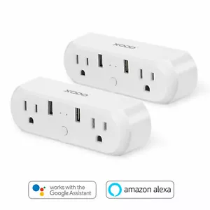 Interruptor de alimentación inteligente enchufe WiFi XODO, 2 tomas 2 USB Alexa Echo hogar inteligente paquete de 2 - Imagen 1 de 10